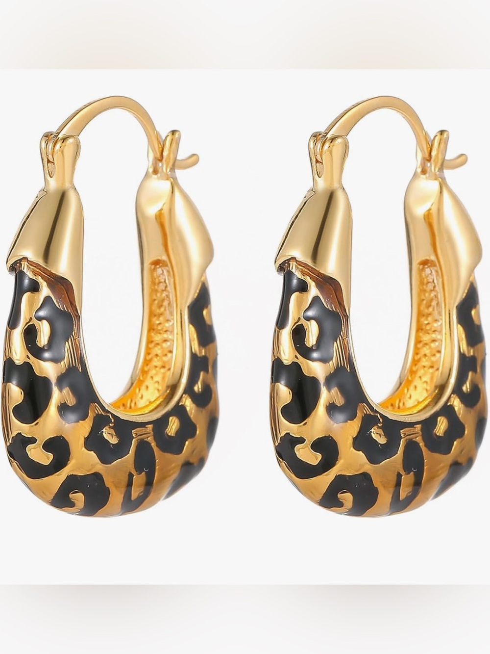 Stunning Neiman Marcus 18KT Gold dip leopard hoop earrings